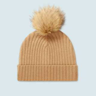 Cashmere Pom Beanie — Camel