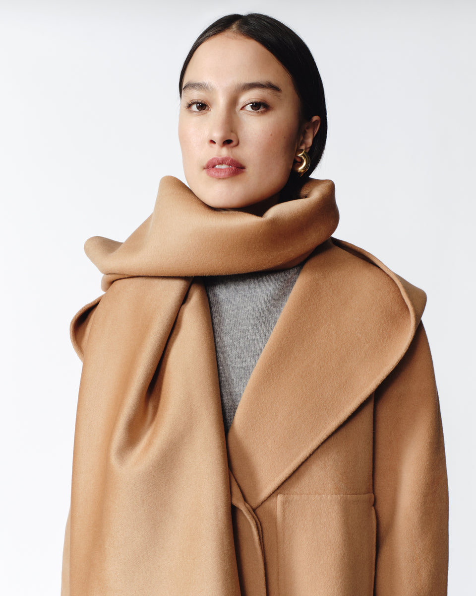 Camel wool cashmere coat clearance