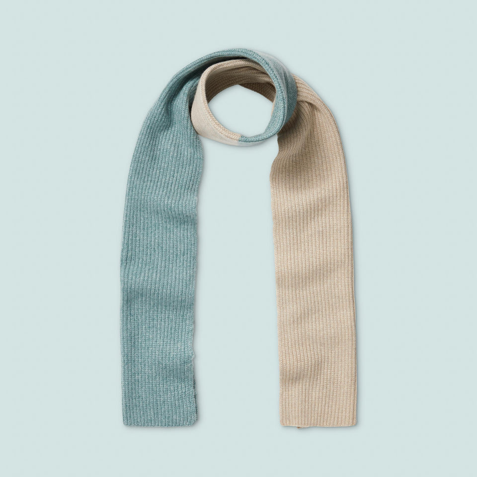 Scarf, a two block color seafoam and beige