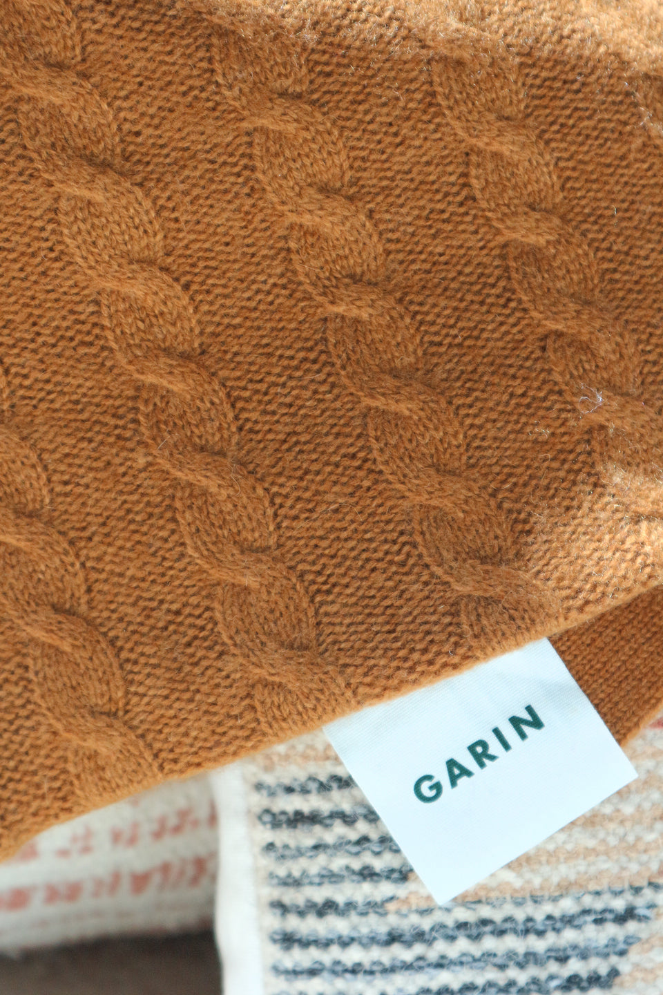 Cable Knit Cashmere Blanket — Amber